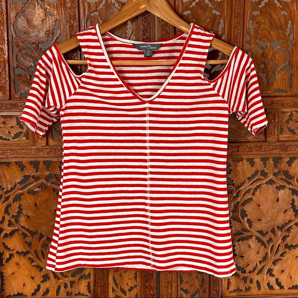 Market & Spruce Red & White Striped Top